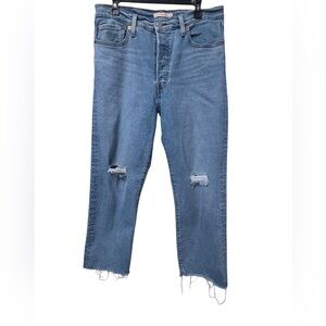 Levi's Women's Distressed Blue Straight Leg Jeans